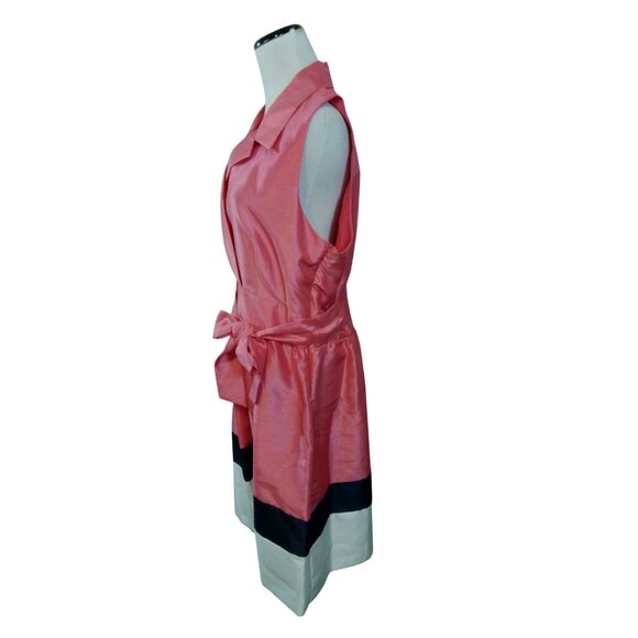 Jessica Howard Sleeveless Pink Satin Wrap Dress Belt Colorblock Hemline size 18 - Picture 2 of 16